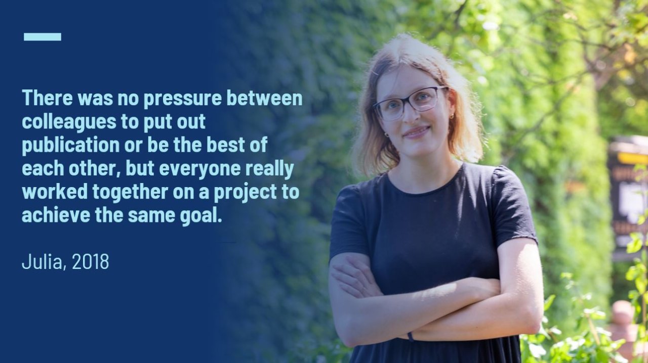 There was no pressure between colleagues to put out publications or be the best of each other.